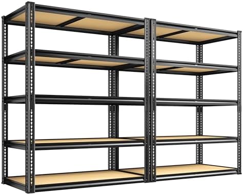 ROOMFAVE 2250LBS Storage Shelves Heavy Duty,5 Tier,35.56" W, Black.2PCS
