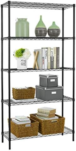 PayLessHere | 5-Tier Wire Shelf | 36"x14"x72" | Black | Adjustable Racks | Heavy-Duty Storage Shelves, Holds Upto 1250 lbs | Rust-Resistant, No-Tool Assembly | for Home, Garage Shelving