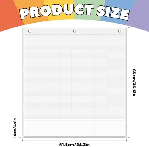 All-in-One Calendar Pocket Chart for Morning Meeting - Interactive Preschool Learning Board with Days, Dates, Months, Seasons & Weather Display (Bright Rainbow,Homeschool/Daycare)