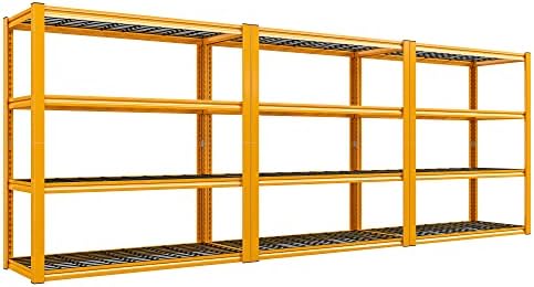 REIBII 40" W Yellow Garage Shelving with Double-Layer Frames for Hobbyists