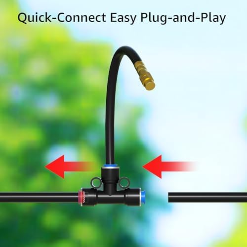 Bluepro Drip Irrigation System 7.8inch 1/4", 2026-Upgrade Garden Sprinkler Kit with 12PCS 360° Adjustable Copper Nozzles, Automatic Misting Watering System for Raised Beds, Greenhouse, Lawn, Patio