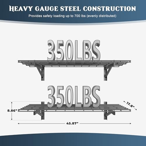 Jusgym 2 Pack Garage Shelving Wall Mounted, 1.5x4ft, 700LB Heavy Load