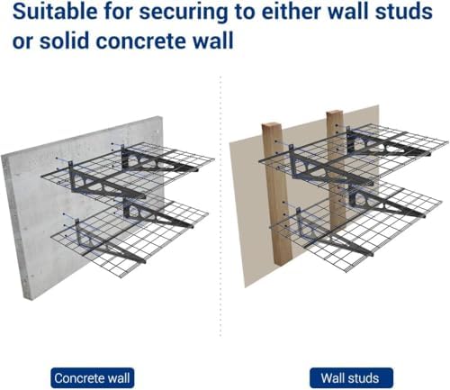 FLEXIMOUNTS 2 Pack 2x4ft Garage Shelving Wall Mounted Storage Rack, Black