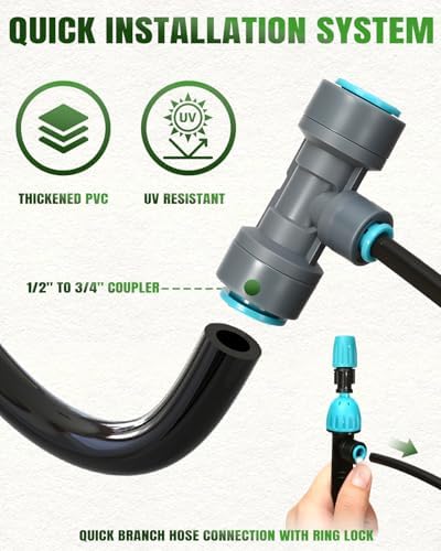 Drip Irrigation System with Sprinkler Timer 1/2" 1/4" Irrigation Tubing