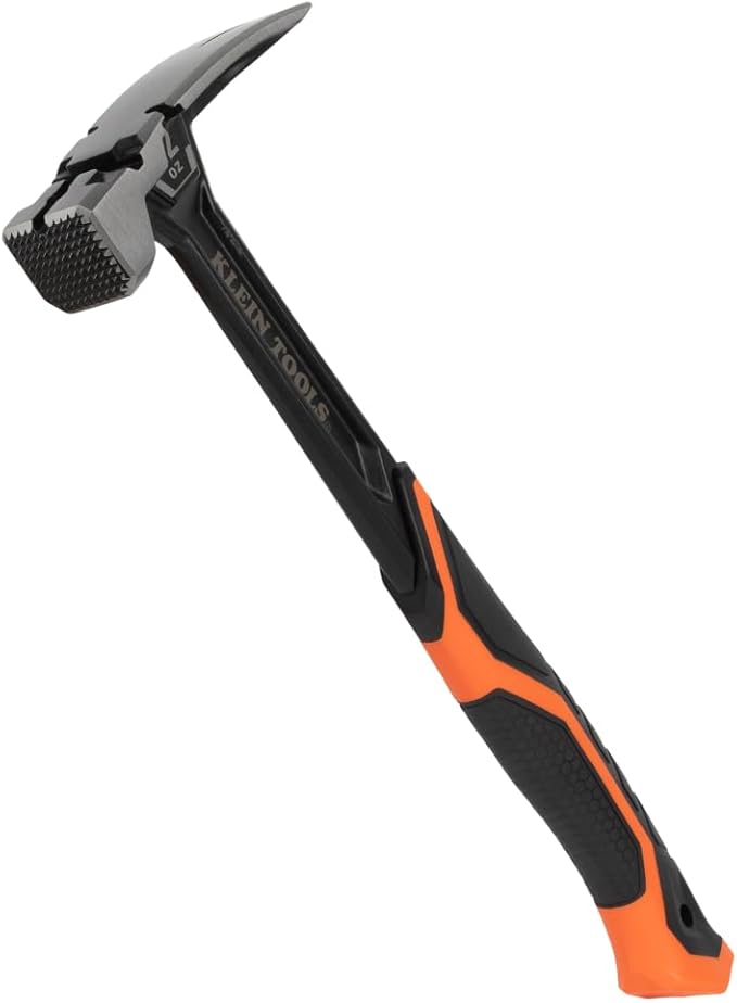 Klein Tools H80922SM Milled Face Framing Hammer with Straight Claw, 22-Ounce Forged Steel, Magnetic Nail Starter and Extra-Large Squared Strike Face