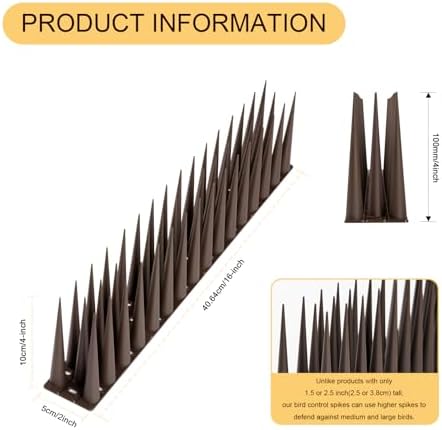 OFFO Bird Spikes Pigeon Outdoor Spikes for Cat Keep Birds Raccoon Woodpecker Away Covers 40 Feet(12.2m), Brown