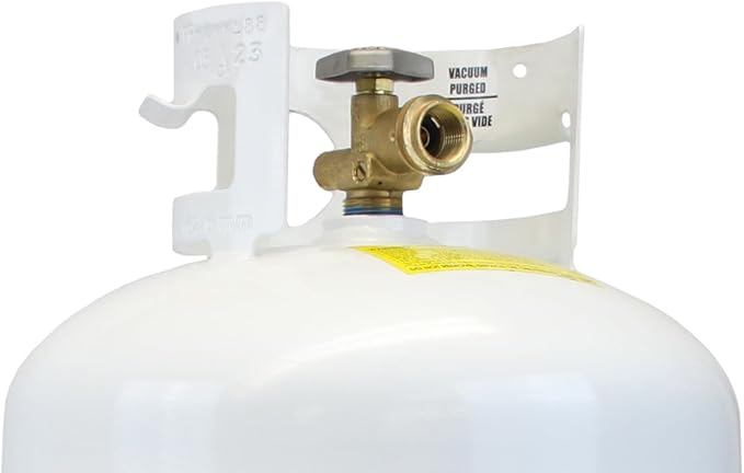Flame King YSN401 Steel Propane Tank Cylinder With Overflow Protection Device Valve, 40 Lb, White