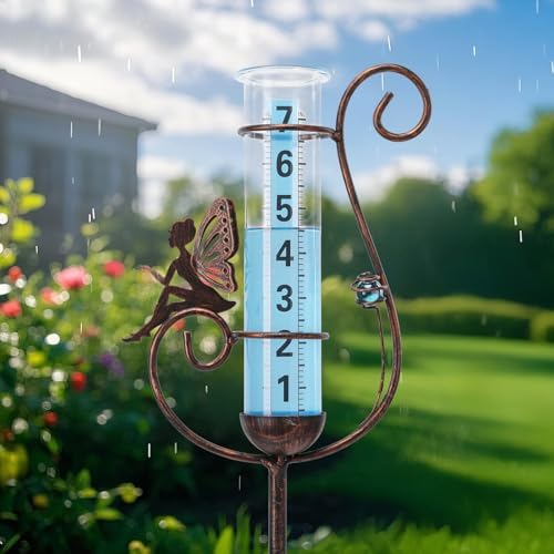 Rain Gauge Outdoor, Fairy Rain Gauges for Yard Patio Lawn Decor