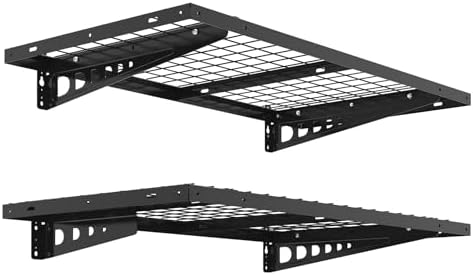 FLEXIMOUNTS 2x4ft Garage Storage, 2 Pack Garage Wall Shelving, Black