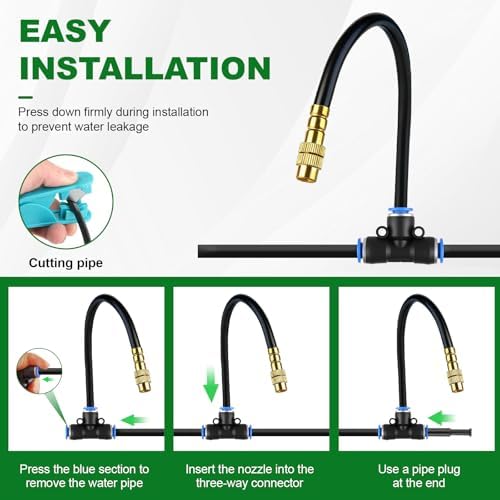 50FT Drip Irrigation System, 1/4" Garden Watering Misting System for Plant