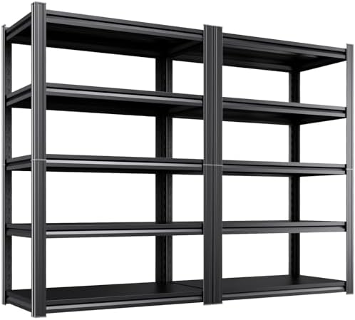 Set of 2 Heavy Duty Garage Shelving Unit, 71.2" H x 35.4" W x 16" D, 5-Tier Adjustable Storage Shelves for Garage Storage, Standing Shelf Unit & Shelves Organizer for Home, Warehouse, Workshop