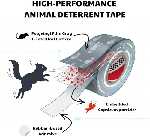 Rodent Anti-Chew Deterrent Tape – Replacement for Honda Rodent Tape OEM 4019-2317 Japanese-Engineered Capsicum-Infused Barrier for Automotive, Marine, Industrial Wire Harness Protection 3/4 in x 65 ft