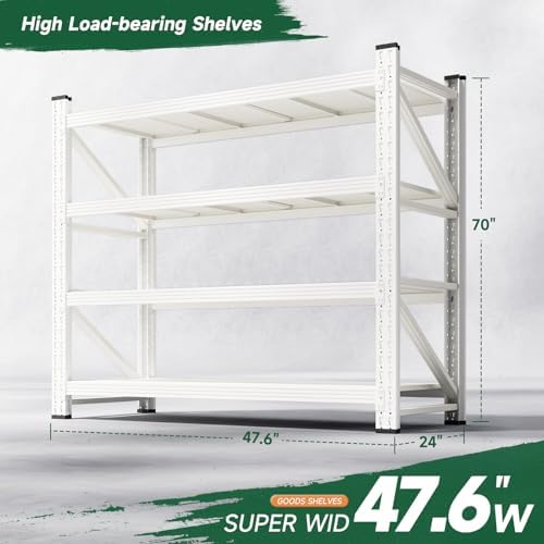 Letaya 3000LBS Storage Shelves Heavy Duty,70" H Garage Shelving Units, 4 Tier Adjustable Utility Rack Shelf,Large Metal Industrial Shelves,for Shop,Warehouse,Basement (48" W x 24" D x 70" H)