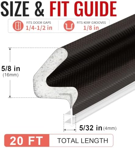 Litaibai Kerf Door Weather Stripping for Exterior Doors, Brown, 20 ft
