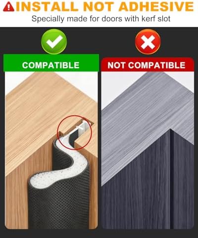 40FT Weather Stripping Door Seal: Sound Proof Draft Blocker Kerf Weather Stripping for Exterior Front Door, Large Gap Seal, Easy to Install (Balck)
