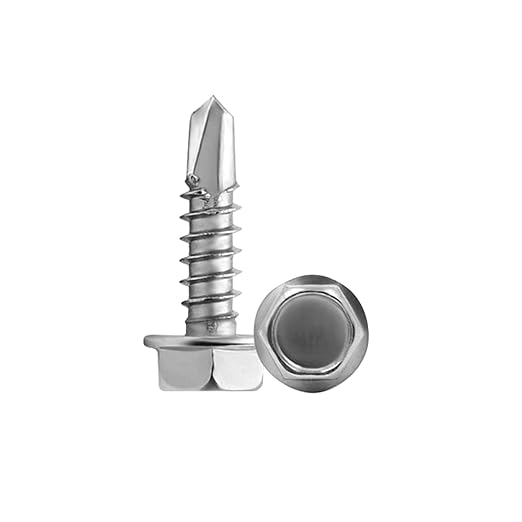 #14 x 3-1/2" (20 Pack) Hex Washer Head Self Drilling Screws, Self Tapping Sheet Metal Tek Screws, 410 Stainless Steel