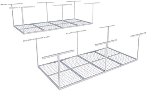 FLEXIMOUNTS 4x8 Overhead Garage Ceiling Storage Rack, 2 Pack, White