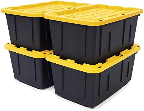 CX Heavy Duty 4-Tier Garage Storage Shelves + 4-pack 27-Gallon Bins & Lids