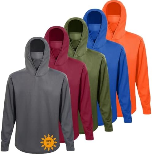 LeeHanTon Men's Sun Shirts Sun Protection Hoodie Shirt UPF 50+ Long Sleeve Work Athletic Shirt with Hooded for Fishing Hiking