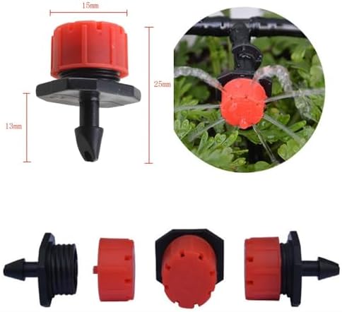 Kalolary 100Pcs 1/4Inch Adjustable Micro Drip Irrigation System Watering Sprinklers Anti-Clogging Emitter Dripper Red Garden Supplies