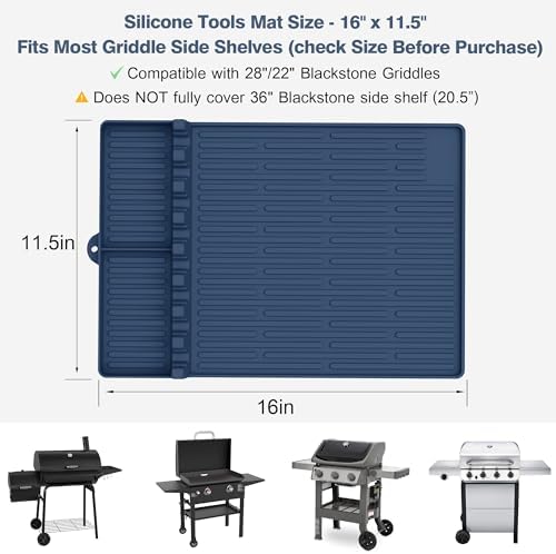 Silicone Grill Mat for Blackstone Griddle Accessories, 8-Slot Tool Mat