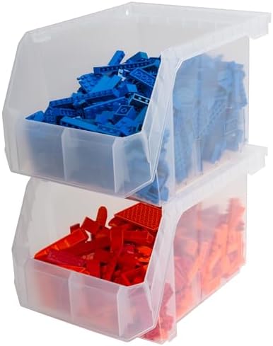 ReadySpace Medium-Tall Stackable Plastic Storage Bins, 4-Pack, Clear