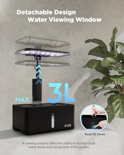 URUQ 8 Pods Hydroponics Growing System with LED Grow Light - Black