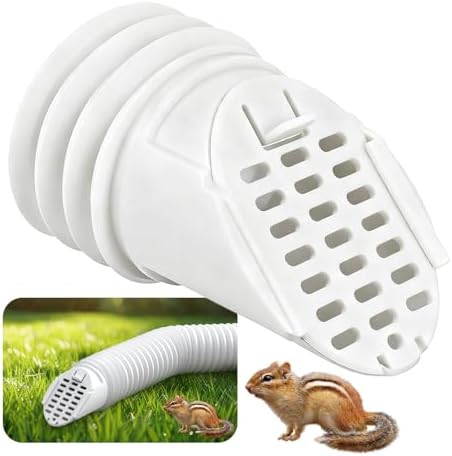 WADEO Rain Gutter Downspout Extension Hose Guard, Drain Downspout Extender Outlet Filter and Leaf Guard, for Standard 4'' Circular Threaded Hose, White