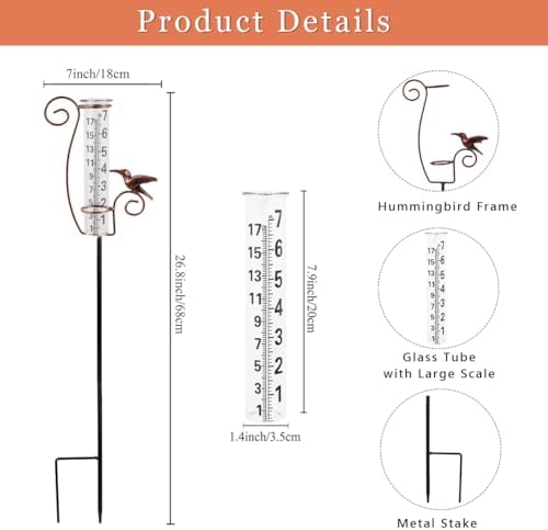 Rain Gauge Outdoor with 7 Inch Glass Tube