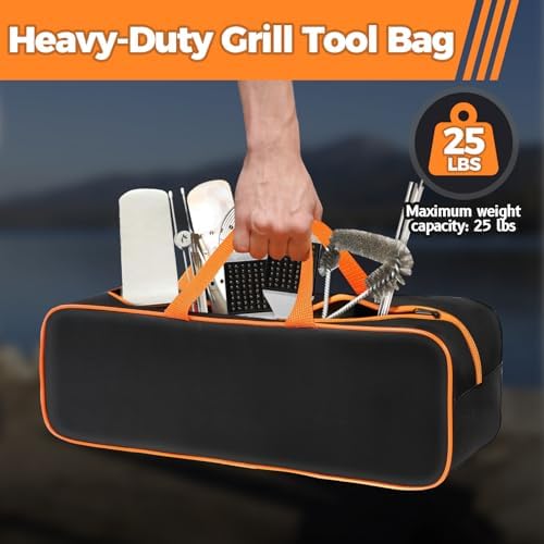 Grill Utensil Storage Bag for Outdoor Grilling, 20 x 6 x 5 in, Black