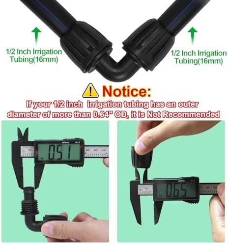 10 Pack 1/2 Inch Drip Irrigation Elbow Fittings (1/2" ID x 0.65" OD) - 1/2'' Drip Line Anti-Drop Barbed Lock Nut Elbow Connectors for 1/2 Inch Drip Irrigation Tubing for Irrigation System