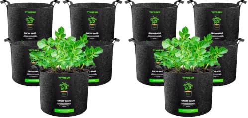 VIVOSUN 10-Pack 5 Gallon Grow Bags Heavy Duty 300G Thickened Nonwoven Plant Fabric Pots with Handles