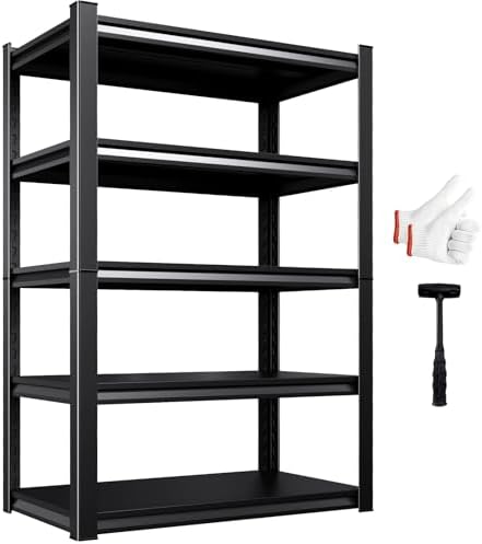 Heavy Duty Metal Garage Shelving Unit, 71.2" H x 35.4" W x 15.7" D, 5-Tier Adjustable Storage Shelves for Garage Storage, Standing Shelf Unit & Shelves Organizer for Home, Warehouse, Workshop