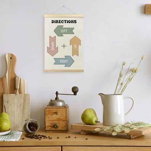 TLESKE Boho Classroom Directions Chart Poster Hanger Frame, Homeschool Hanging Wall Art Decor for Toddlers Kids Room Nursery Playroom, Preschool Prek Learning Educational Poster Print Banner, 12x16