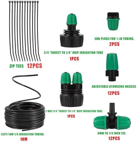 1/4" Lock Barbed Misting Cooling Drip Irrigation System