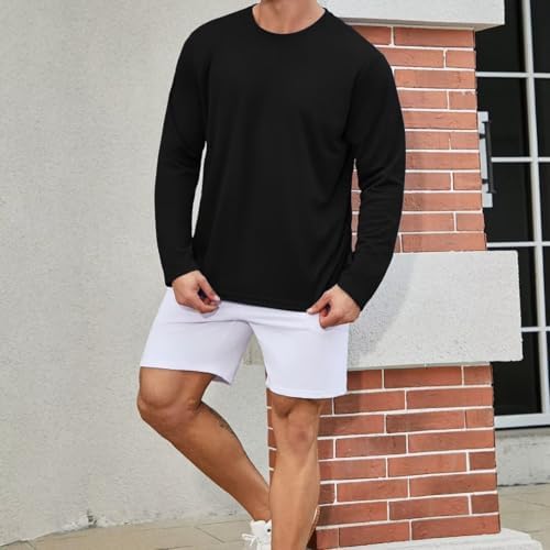 LeeHanTon Men's Sun Shirts Sun Protection Hoodie Shirt UPF 50+ Long Sleeve Work Athletic Shirt with Hooded for Fishing Hiking