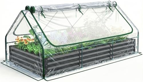 Quictent 8x4x1ft Galvanized Raised Garden Bed with Cover