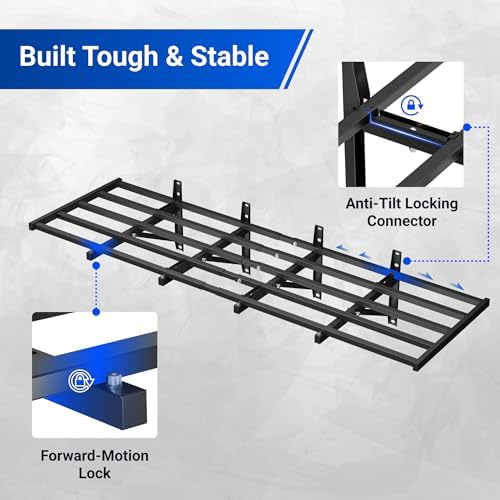 FLEXIMOUNTS Fold-Down 2-Pack 2x6ft Garage Wall Shelving, 1800lbs Load,Black