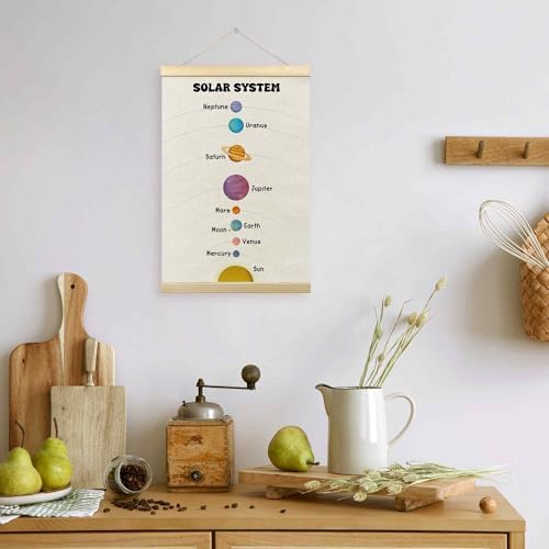TLESKE Boho Classroom Solar System Decor Poster Hanger Frame for Kids, Homeschool Hanging Wall Art Room Decor for Toddlers Nursery Playroom, Preschool Prek Learning Educational Poster Prints, 16x24