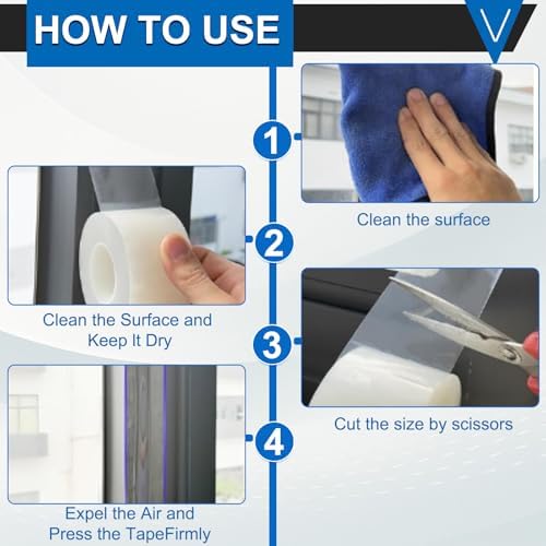 Window Insulation Tape for Winter Heavy Duty Weather Stripping Sealing Film Tape Draft Stopper 2 in x 105 Ft Keep Warm & Save Energy Easy Apply & Remove for Doors and Windows