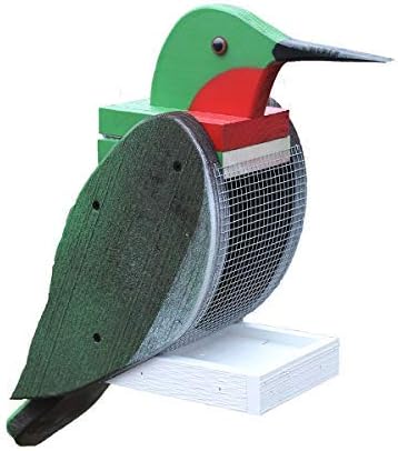 Outdoor Hanging Bird Feeder Seed Tray, Hummingbird Bird Shaped Wooden BirdFeeders with Easy Refill Head - Bird Feeders for Outdoors Hanging - Hanging Bird Feeder - Bird Feeders for Outside