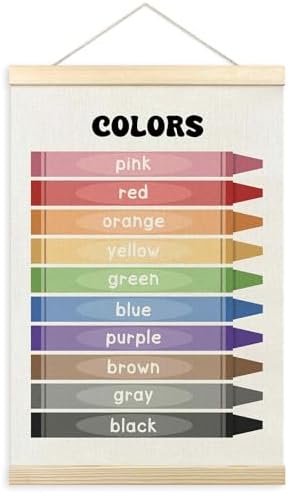 TLESKE Colorful Classroom Colors Learning Educational Poster Hanger Frame, Homeschool Hanging Wall Art Decor for Toddlers Kids Room Nursery Playroom, Preschool Prek Poster Print Banner, 16x24
