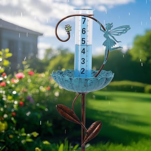 Rain Gauge Outdoor, Fairy Rain Gauges for Yard Patio Lawn Decor