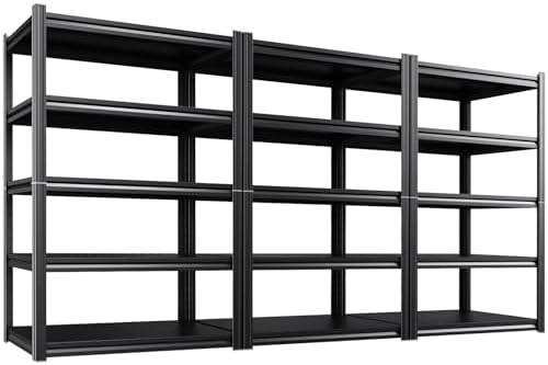 Set of 3 Heavy Duty Garage Shelving, 71.2" Hx46 Wx20 D, Adjustable Storage Shelves Unit for Garage Storage, Metal Shelving & Shelves Organizer for Home, Warehouse, Workshop & Commercial Use
