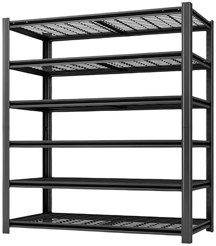 6-Tier Heavy Duty Garage Shelving, 6,000 lbs Capacity Adjustable Metal Storage Shelving Unit for Garage, Basement, Warehouse & Workshop, 55" W x 24" D x 84" H