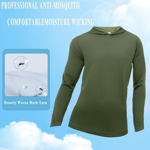 LeeHanTon Men's Sun Shirts Sun Protection Hoodie Shirt UPF 50+ Long Sleeve Work Athletic Shirt with Hooded for Fishing Hiking