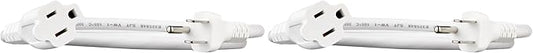 Amazon Basics Extension Cord, 13 Amps, 125V, 3 Foot, White - Pack of 2