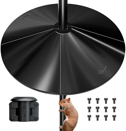 iBorn Squirrel Baffle for Bird Feeder Pole, 19.6” Oversized Squirrel Guard Defender, Bird Feeder for Outdoors Protector, Polycarbonate(PC), Pack of 1, Black