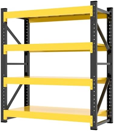 Metal Storage Shelves,4 Tier Utitly Garage Shelving Black-Yellow