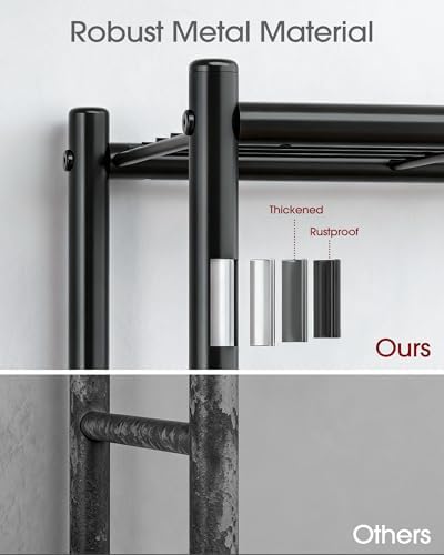Sakugi Storage Shelves - Set of 2, 5-Tier Metal Shelf Organizer, Space-Saving Garage Shelving with Leveling Feet, Standing Shelves Organizer for Kitchen, Laundry, Pantry (18.4" x 12.6" x 57.4", Black)